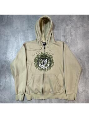 Y2K Beige Billabong Grunge Skater Zip Up Hoodie